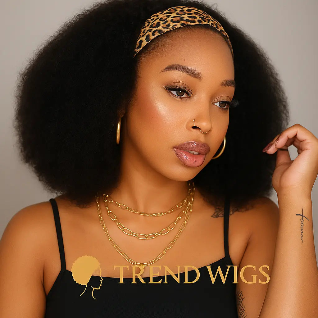 Afro Kinky Curly Headband Wig Raw Hair | Perruque Bandeau Afro Kinky Curly – Cheveux humains brésiliens Remy Trend Wigs