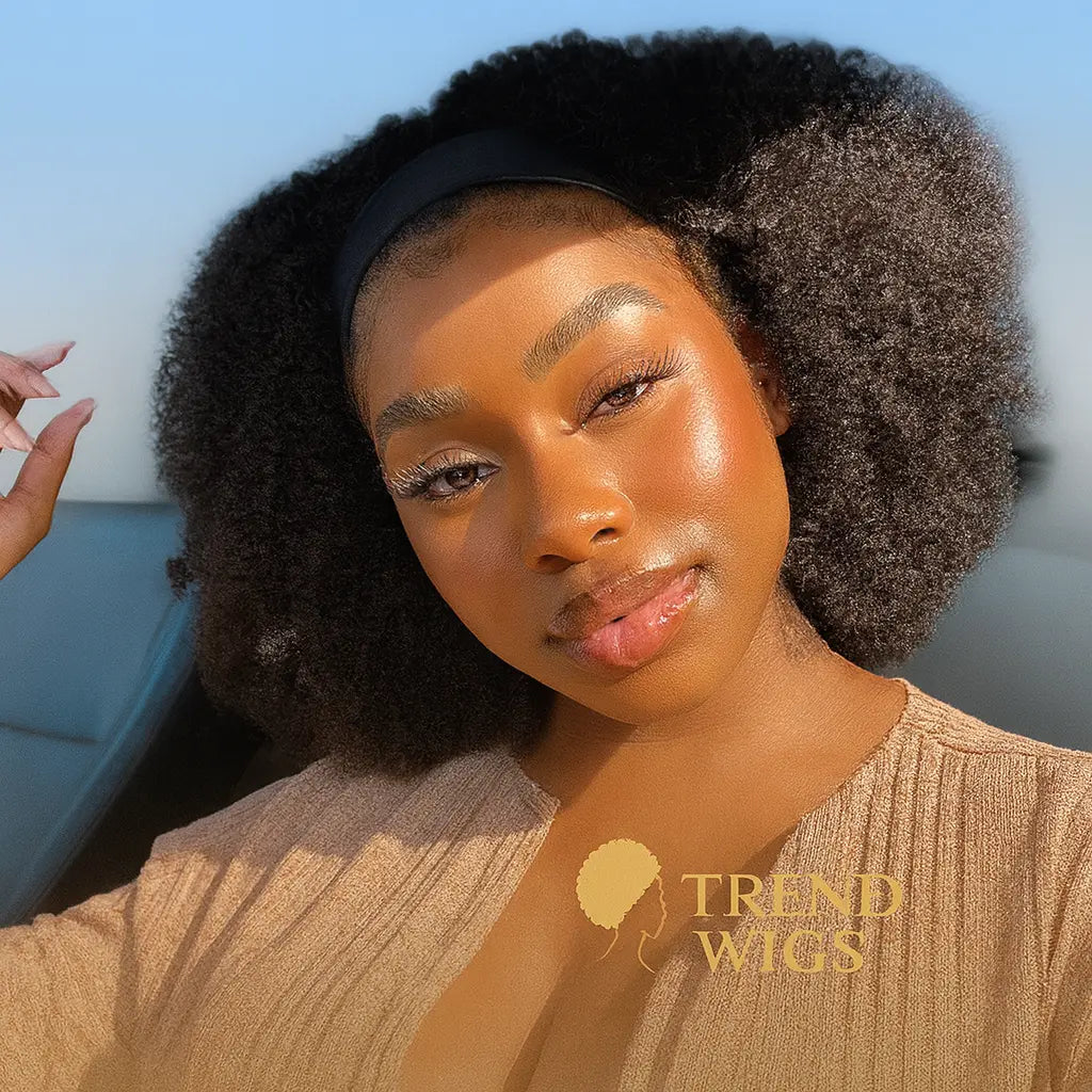 Afro Kinky Curly Headband Wig Raw Hair | Perruque Bandeau Afro Kinky Curly – Cheveux humains brésiliens Remy Trend Wigs
