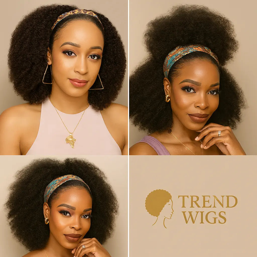 Afro Kinky Curly Headband Wig Raw Hair | Perruque Bandeau Afro Kinky Curly – Cheveux humains brésiliens Remy Trend Wigs