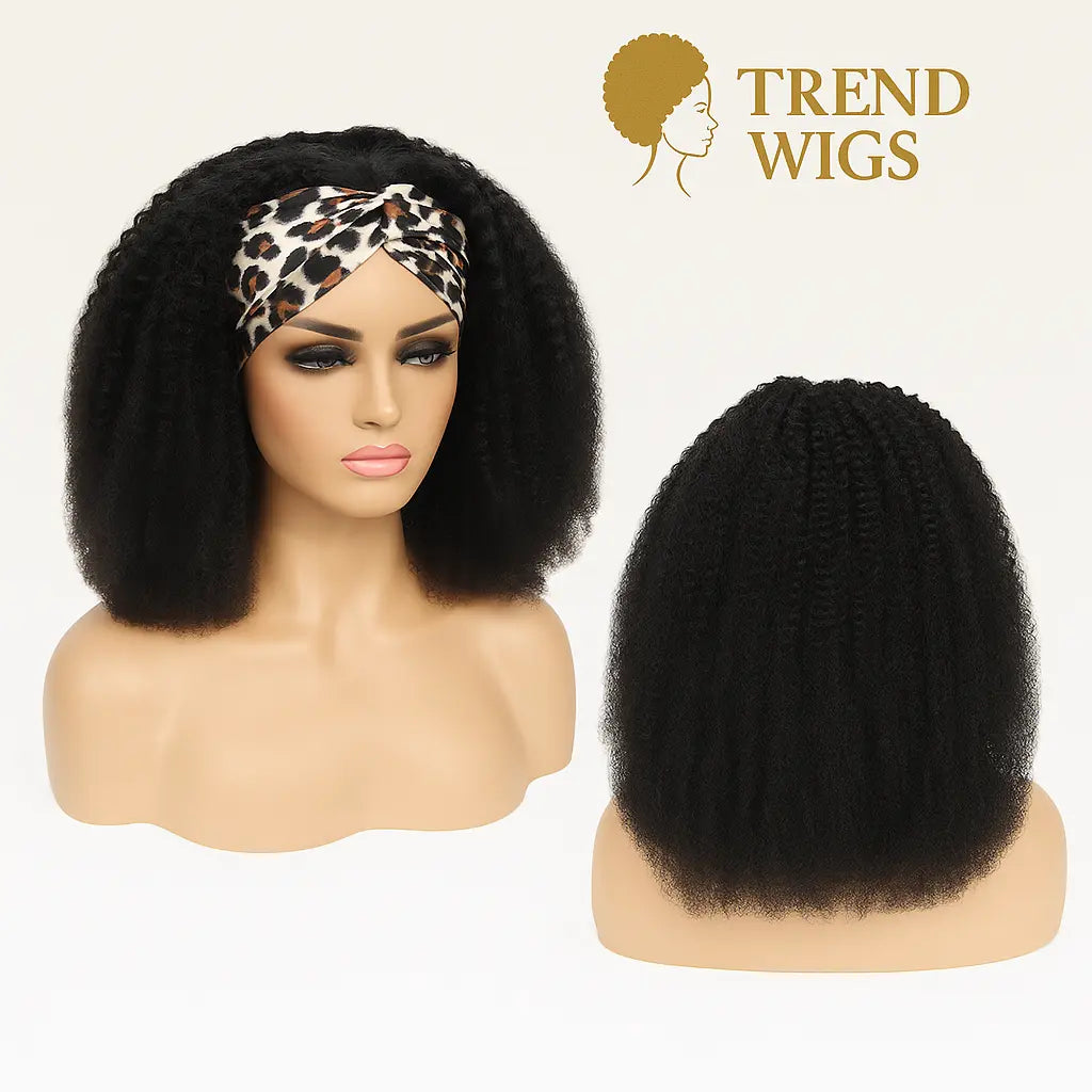 Afro Kinky Curly Headband Wig Raw Hair | Perruque Bandeau Afro Kinky Curly – Cheveux humains brésiliens Remy Trend Wigs