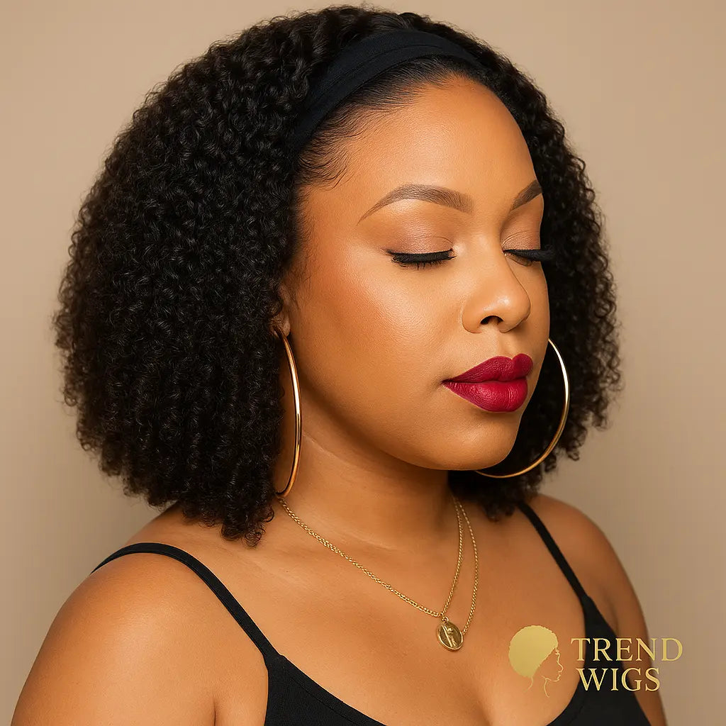Afro Kinky Curly Headband Wig Raw Hair | Perruque Bandeau Afro Kinky Curly – Cheveux humains brésiliens Remy Trend Wigs