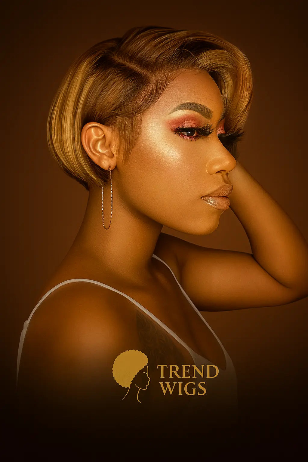 Brown Colored Pixie Cut Short Highlight Lace Human Hair Wigs For Women Ombre Short Brazilian Human Hair Wig Straight Pre Plucked Trend Wigs