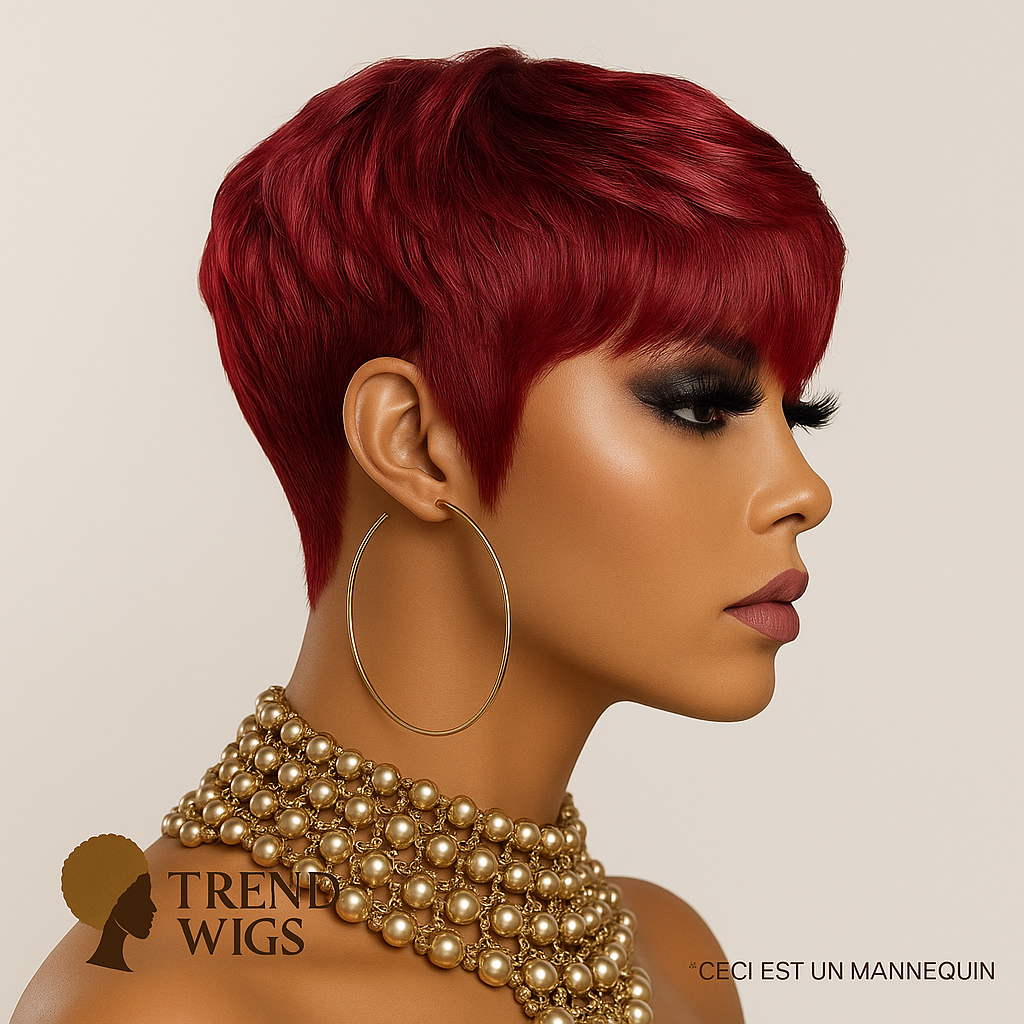 Brown Short Pixie Cut Wig Remy hair | Perruque courte Pixie Chocolat Cheveux Naturelles Trend Wigs