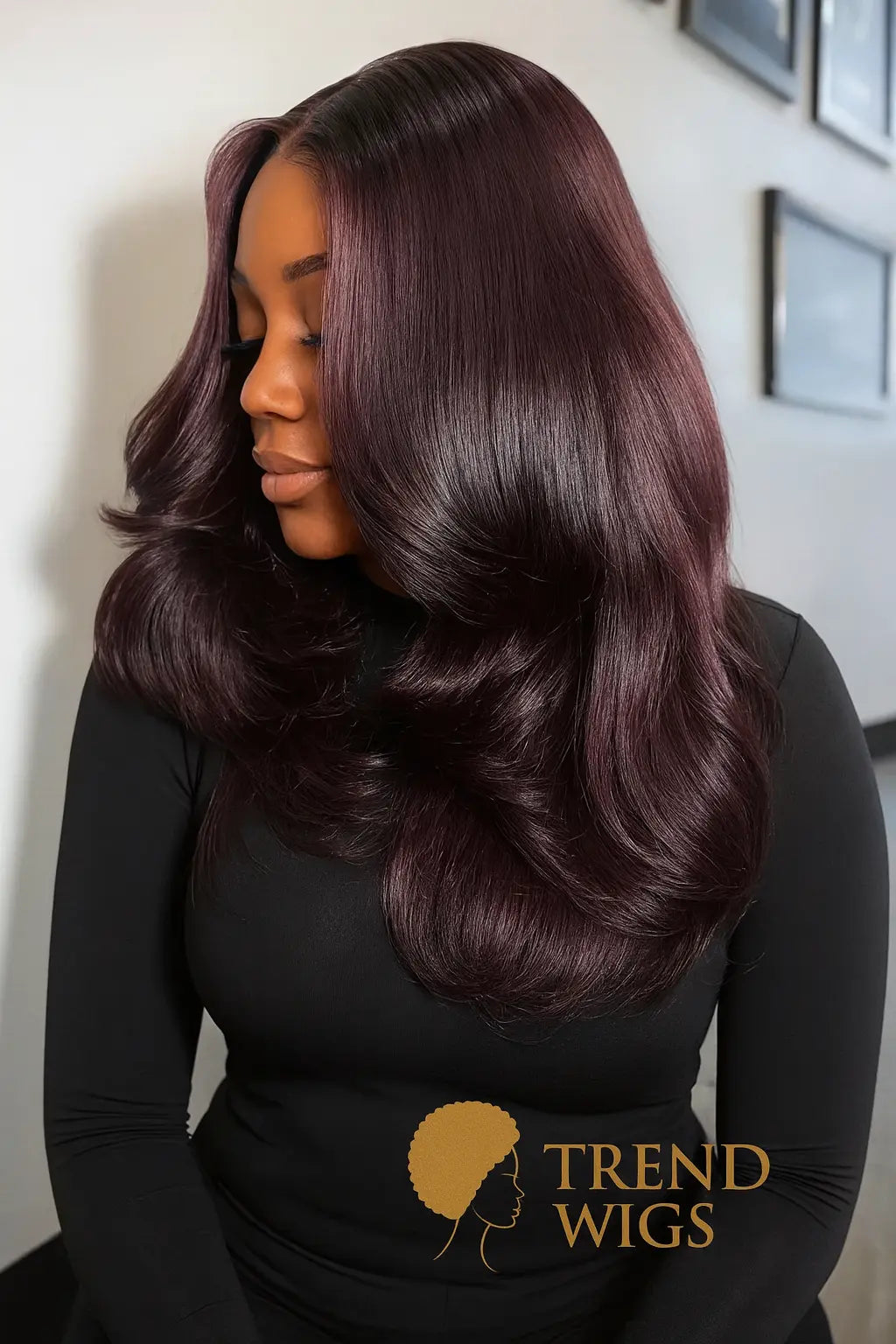 Burgundy Glueless Body Wave Wigs Raw Hair | Perruque Bordeaux Foncée ondulée Lace Front Sans Colle Trend Wigs