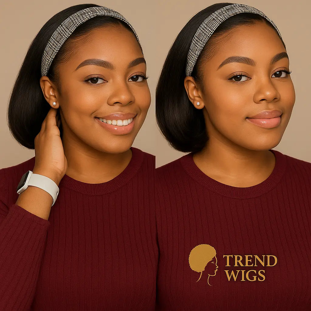 Headband Wigs Raw Hair Glueless | Perruque Bob Courte avec Bandeau - Cheveux humains Trend Wigs
