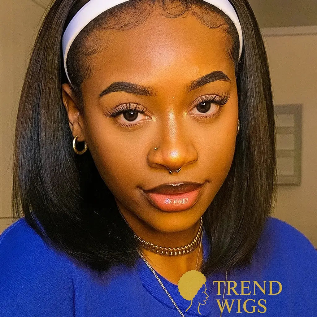 Headband Wigs Raw Hair Glueless | Perruque Bob Courte avec Bandeau - Cheveux humains Trend Wigs