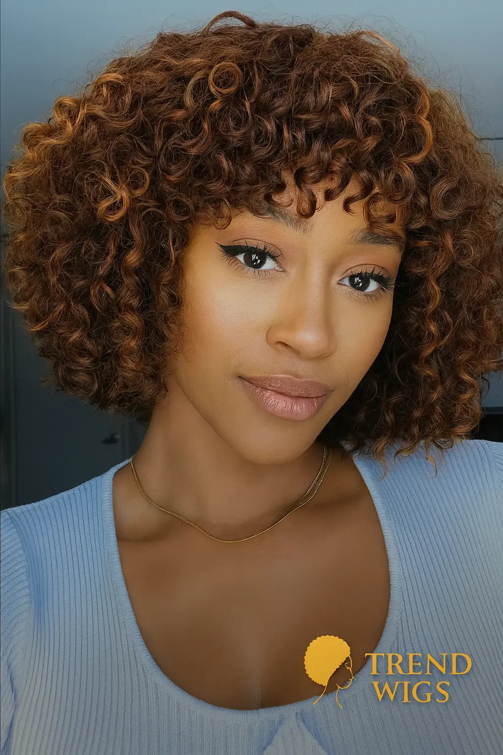 Perruque Pixie Bob Bouclée Jerry Curl avec Frange Trend Wigs