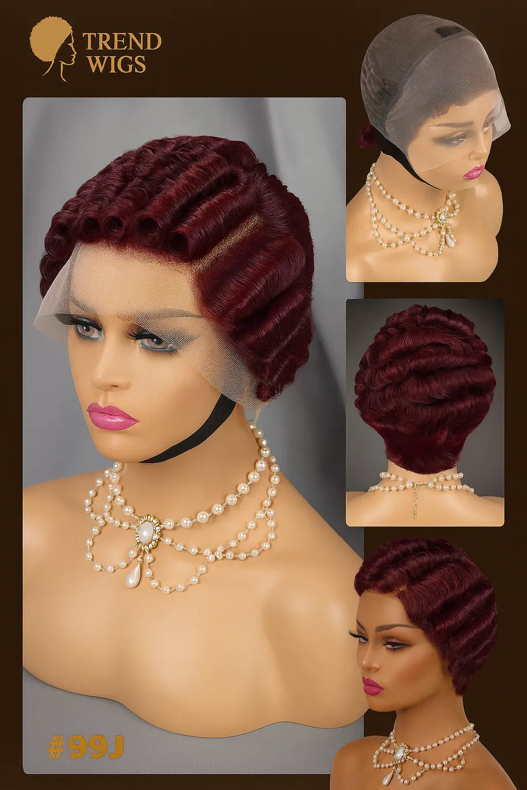 Perruque Pixie Ondulée – Lace Front HD Transparente en Cheveux Humains Trend Wigs