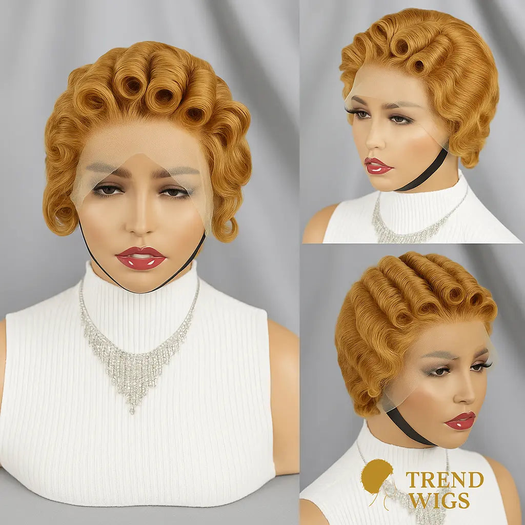 Perruque Pixie Ondulée – Lace Front HD Transparente en Cheveux Humains Trend Wigs