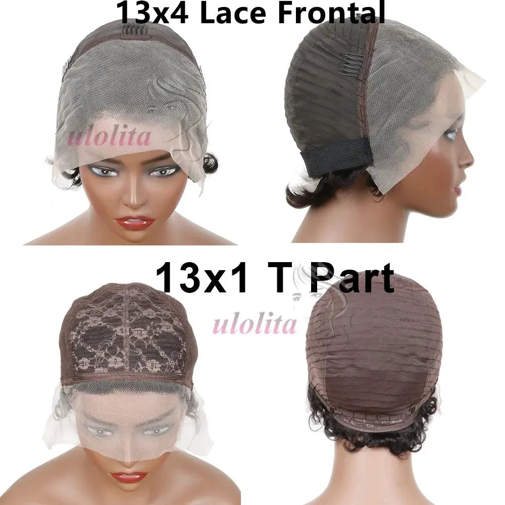 Pixie Curls 100% Human Hair 13x4 Lace Frontal Wigs Pixie Cut Short Bob Human Hair Wig Transparent Lace Front Human Hair Wig Trend Wigs