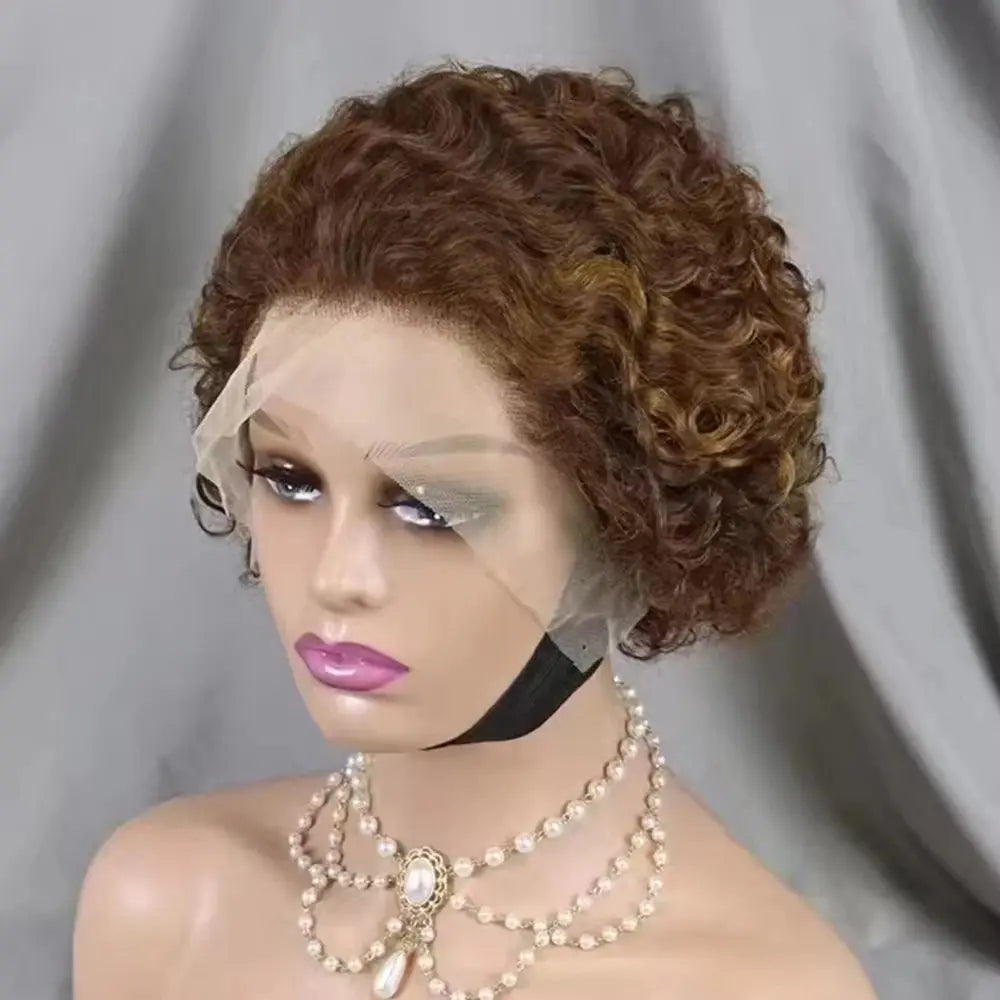 Pixie Curls 100% Human Hair 13x4 Lace Frontal Wigs Pixie Cut Short Bob Human Hair Wig Transparent Lace Front Human Hair Wig Trend Wigs