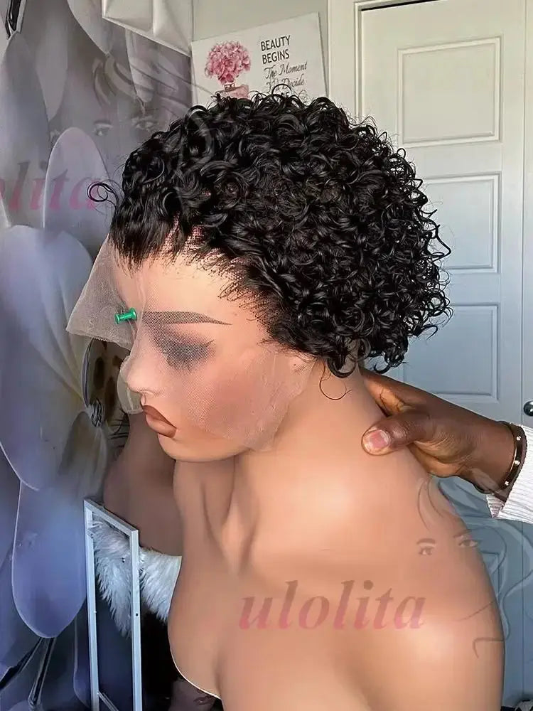Pixie Curls 100% Human Hair 13x4 Lace Frontal Wigs Pixie Cut Short Bob Human Hair Wig Transparent Lace Front Human Hair Wig Trend Wigs