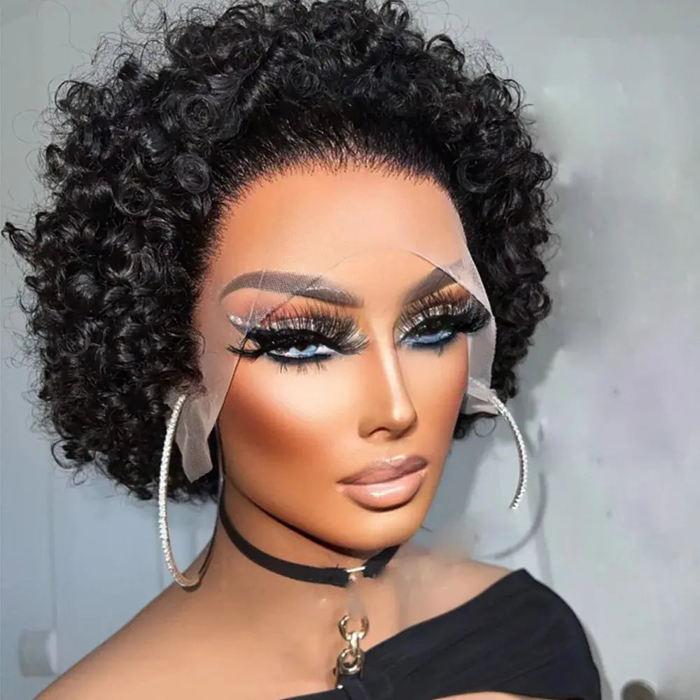 Pixie Curls 100% Human Hair 13x4 Lace Frontal Wigs Pixie Cut Short Bob Human Hair Wig Transparent Lace Front Human Hair Wig Trend Wigs