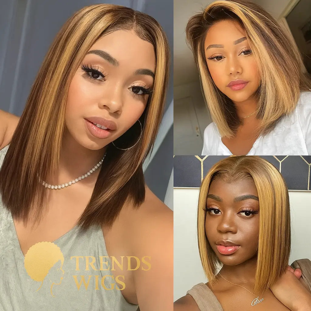 Wig Raw Hair Bob Lace Front 13x4 HD Transparente – 100% Cheveux Humains Brésiliens TrendWigs