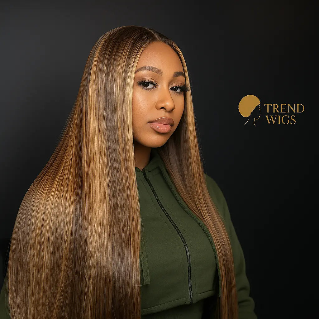 Wig Raw Hair Lisse Blond Mèches Highlight – Perruque HD Lace Front 13x4/13x6, 100% Cheveux Humains Brésiliens TrendWigs