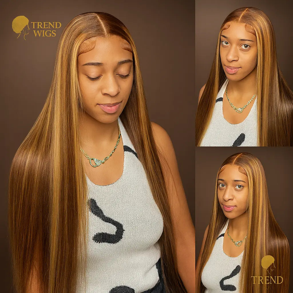 Wig Raw Hair Lisse Blond Mèches Highlight – Perruque HD Lace Front 13x4/13x6, 100% Cheveux Humains Brésiliens TrendWigs