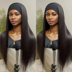 250% Density Straight Headband Wig Human Hair Wigs Brazilian Full Machine Made 100% Human Hair Wigs For Women Scarf Wig Trend Wigs