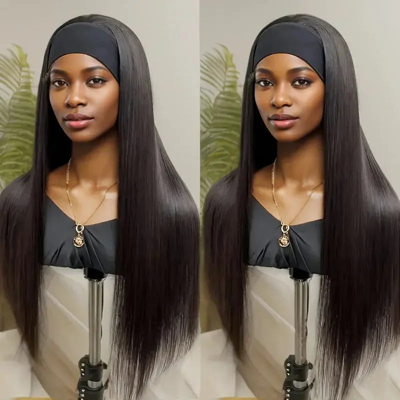 250% Density Straight Headband Wig Human Hair Wigs Brazilian Full Machine Made 100% Human Hair Wigs For Women Scarf Wig Trend Wigs