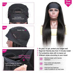 250% Density Straight Headband Wig Human Hair Wigs Brazilian Full Machine Made 100% Human Hair Wigs For Women Scarf Wig Trend Wigs