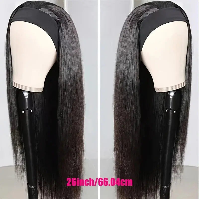 250% Density Straight Headband Wig Human Hair Wigs Brazilian Full Machine Made 100% Human Hair Wigs For Women Scarf Wig Trend Wigs