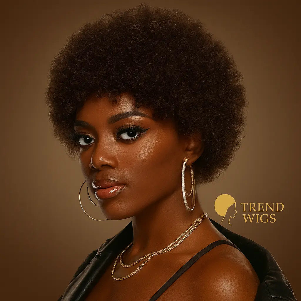 Afro Curly Pixie Wig Raw Hair | Perruque Afro Pixie bouclée – Cheveux humains brésiliens courts frange naturelle Trend Wigs