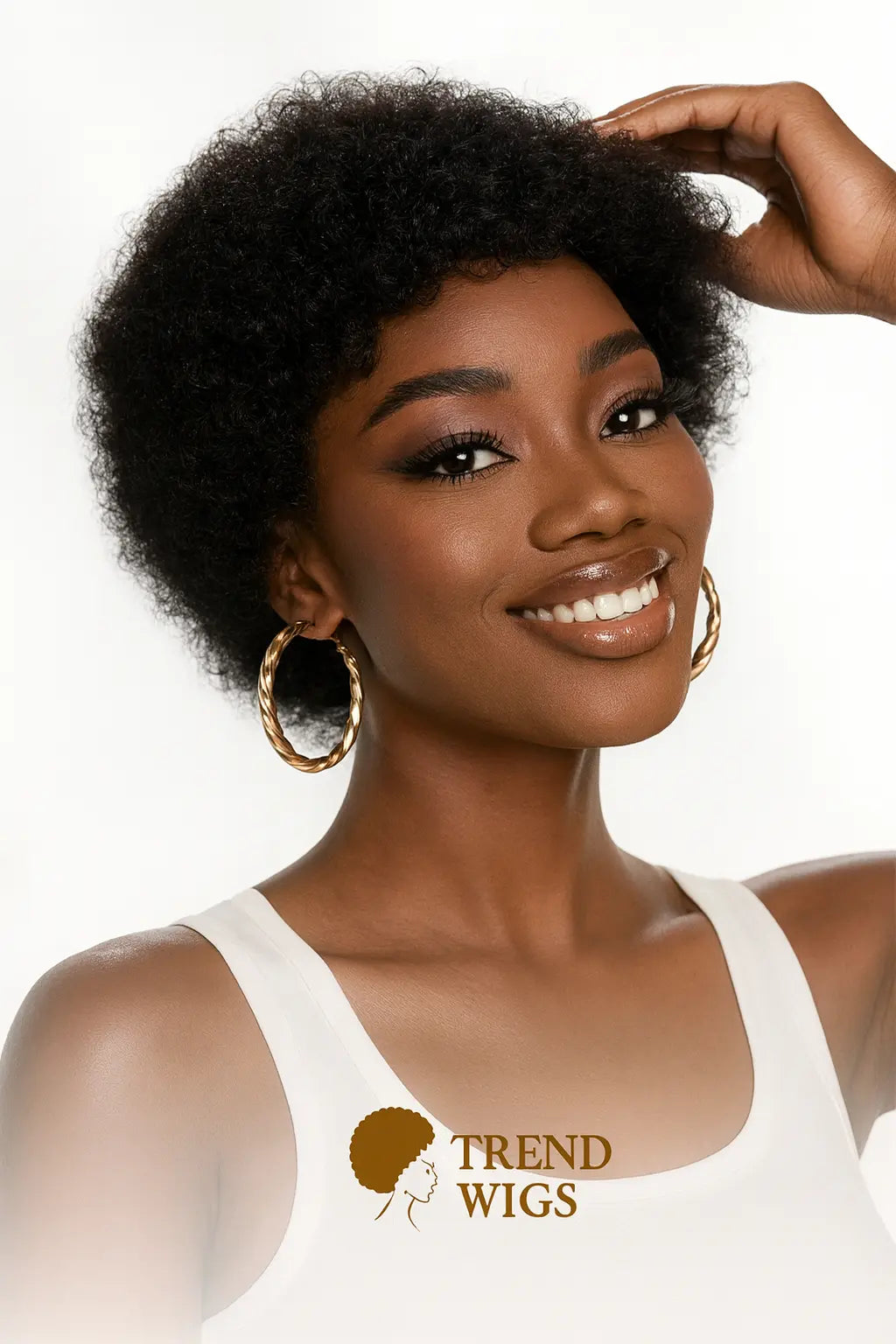 Afro Curly Pixie Wig Raw Hair | Perruque Afro Pixie bouclée – Cheveux humains brésiliens courts frange naturelle Trend Wigs