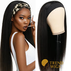Black Headband Wig Raw Hair | Perruque bandeau lisse noire – cheveux humains brésiliens Trend Wigs