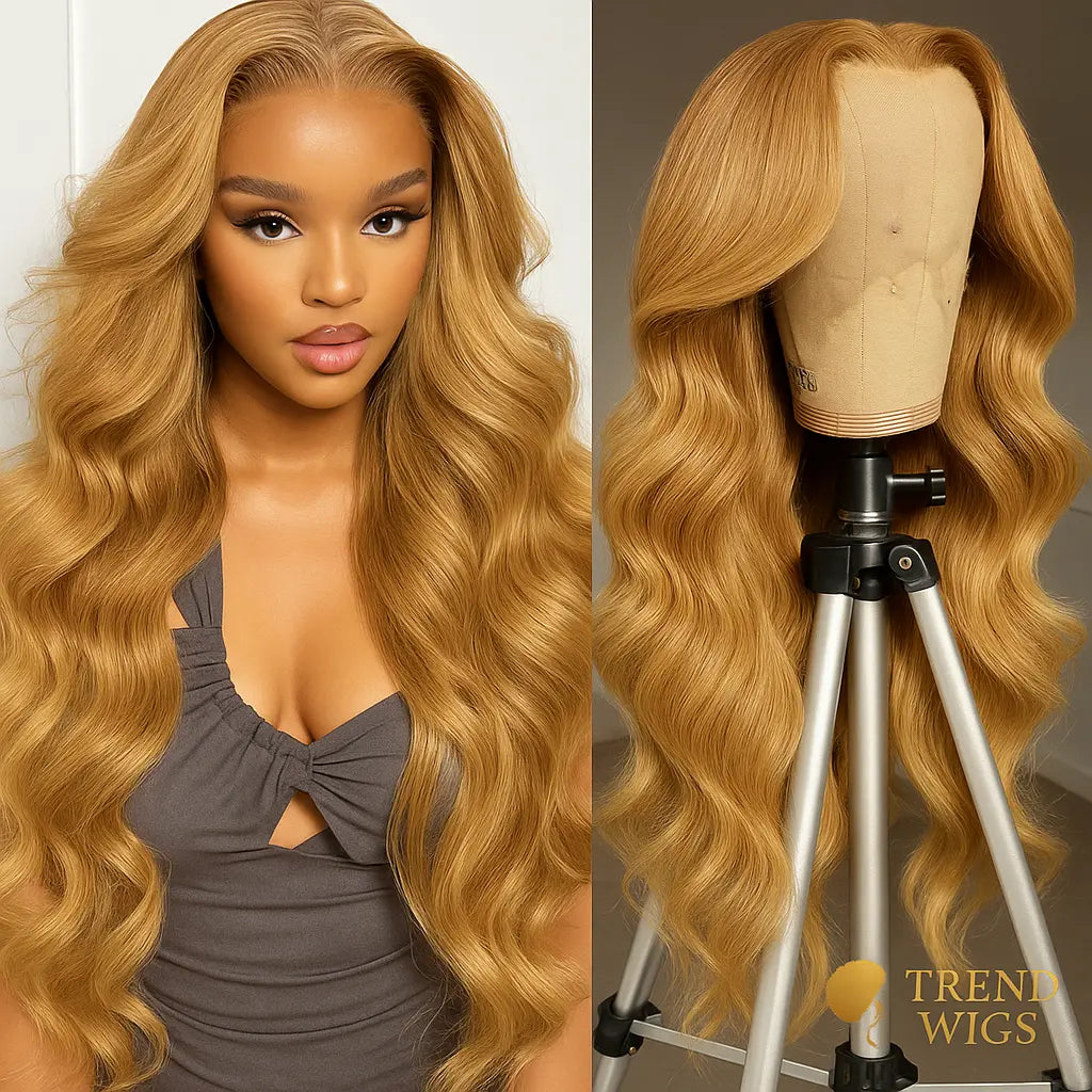 Body Wave Honey Blonde Lace Front Transparent Raw Hair | Perruque Body Wave Blond Miel Trend Wigs