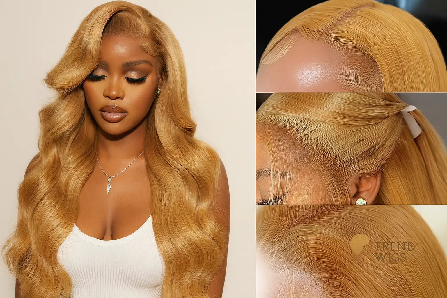 Body Wave Honey Blonde Lace Front Transparent Raw Hair | Perruque Body Wave Blond Miel Trend Wigs