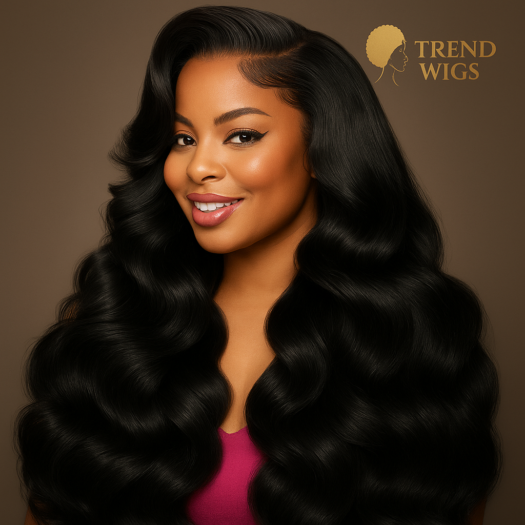 Body Wave Pre-Plucked Wig Raw Hair | Perruque noire ondulée cheveux naturels Trend Wigs