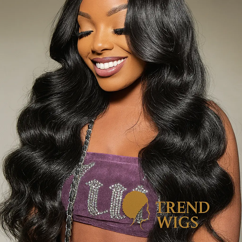 Body Wave Pre-Plucked Wig Remy Hair | Perruque noire ondulée cheveux naturels Trend Wigs