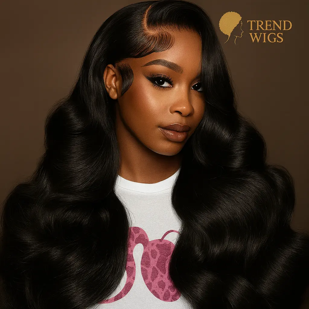 Body Wave Pre-Plucked Wig Remy Hair | Perruque noire ondulée cheveux naturels Trend Wigs