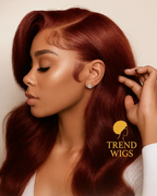 Body Wave Wig Brun Reddish Longue 100% Cheveux Humains Brésiliens Remy – Lace Front Transparente Glueless TrendWigs