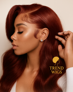 Body Wave Wig Brun Reddish Longue 100% Cheveux Humains Brésiliens Remy – Lace Front Transparente Glueless TrendWigs