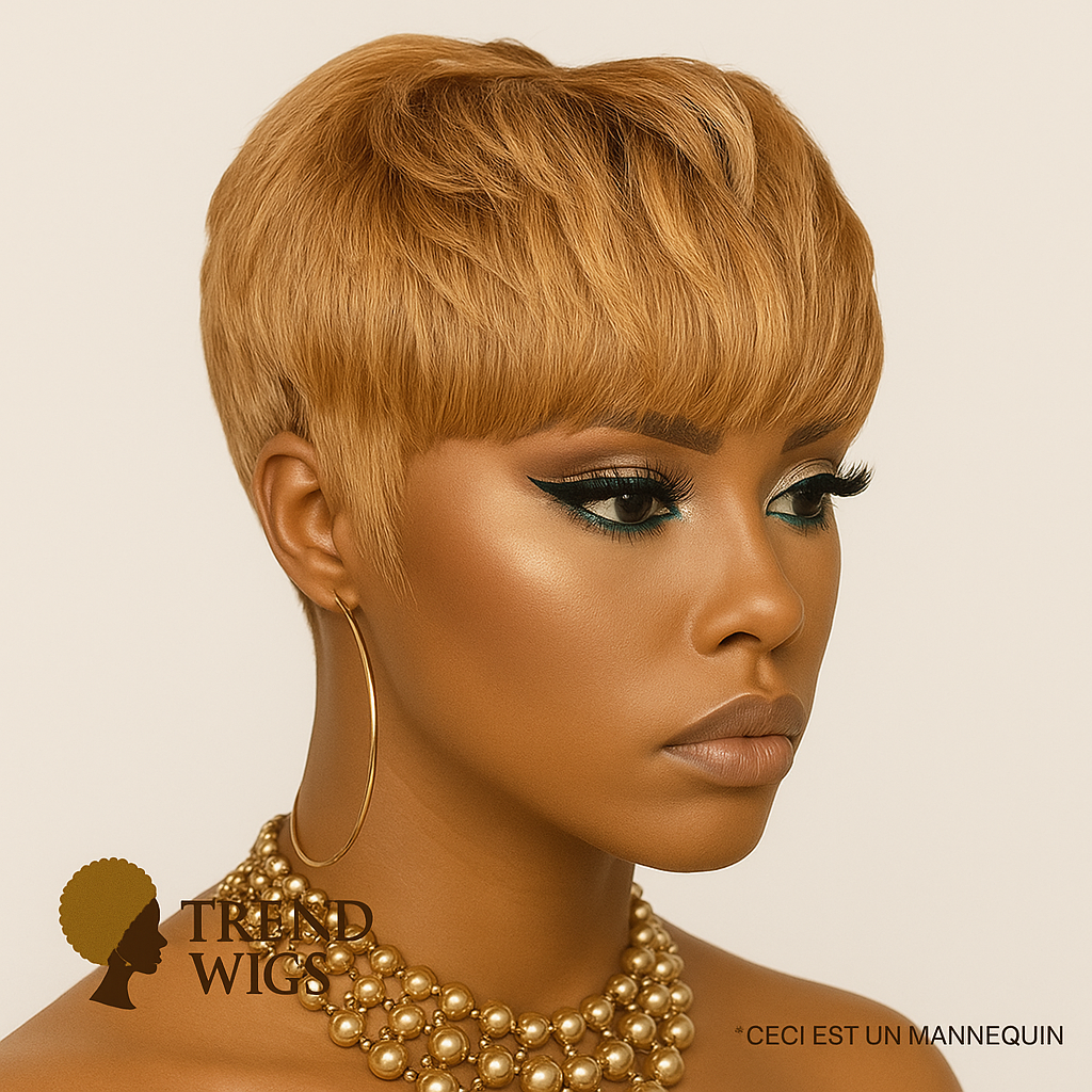 Brown Short Pixie Cut Wig Remy hair | Perruque courte Pixie Chocolat Cheveux Naturelles Trend Wigs