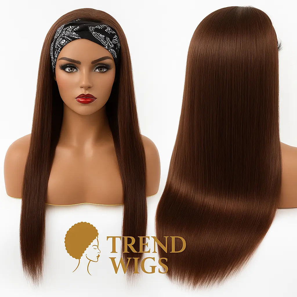 Brown Straight Headband Wig Raw Hair | Perruque Bandeau Brune Lisse Cheveux Naturels Trend Wigs