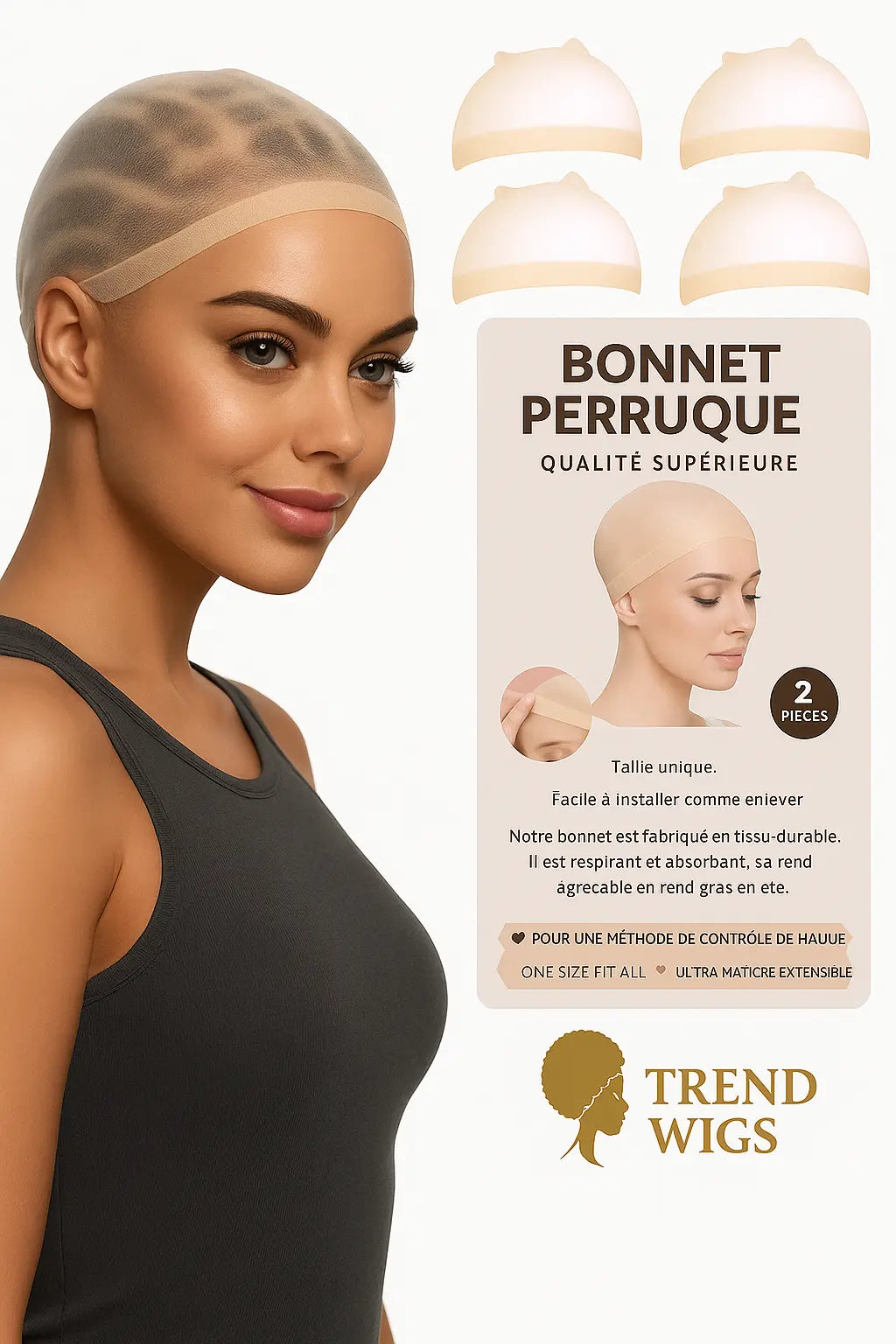 Bonnets fins invisibles élastiques x2 - HD Wig Cap 2 Pack Trend Wigs