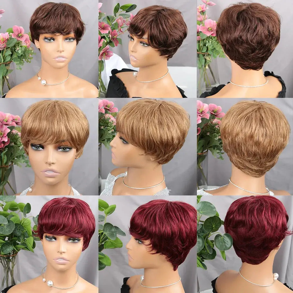 Chocolate Brown Short Pixie Cut Wig Raw hair | Perruque courte Pixie Chocolat Cheveux Naturelles Trend Wigs
