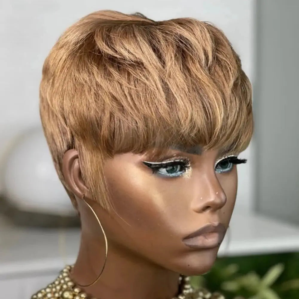 Chocolate Brown Short Pixie Cut Wig Raw hair | Perruque courte Pixie Chocolat Cheveux Naturelles Trend Wigs