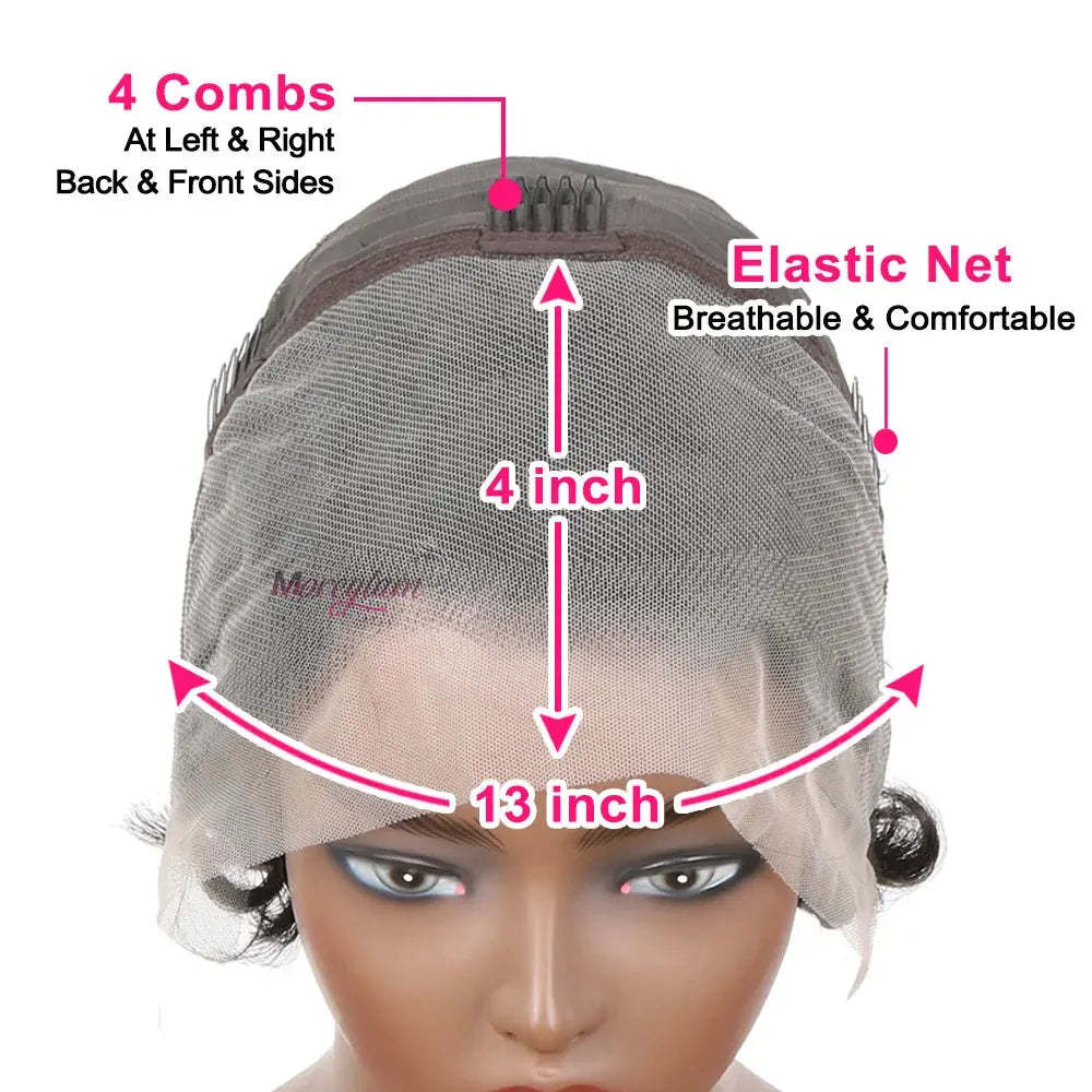 Chocolate brown 13x4 Short Bob Loose Wave Lace Front Wigs Bleached Knots Pixie Cut Hd Transparent Lace Front Human Hair Wig Trend Wigs