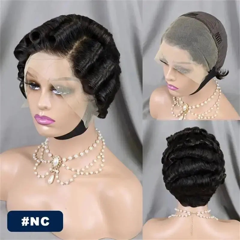 Chocolate brown 13x4 Short Bob Loose Wave Lace Front Wigs Bleached Knots Pixie Cut Hd Transparent Lace Front Human Hair Wig Trend Wigs