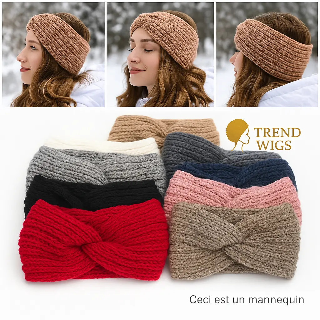 HeadBand | Bandeau Tressé femme, Tricot Doux Trend Wigs