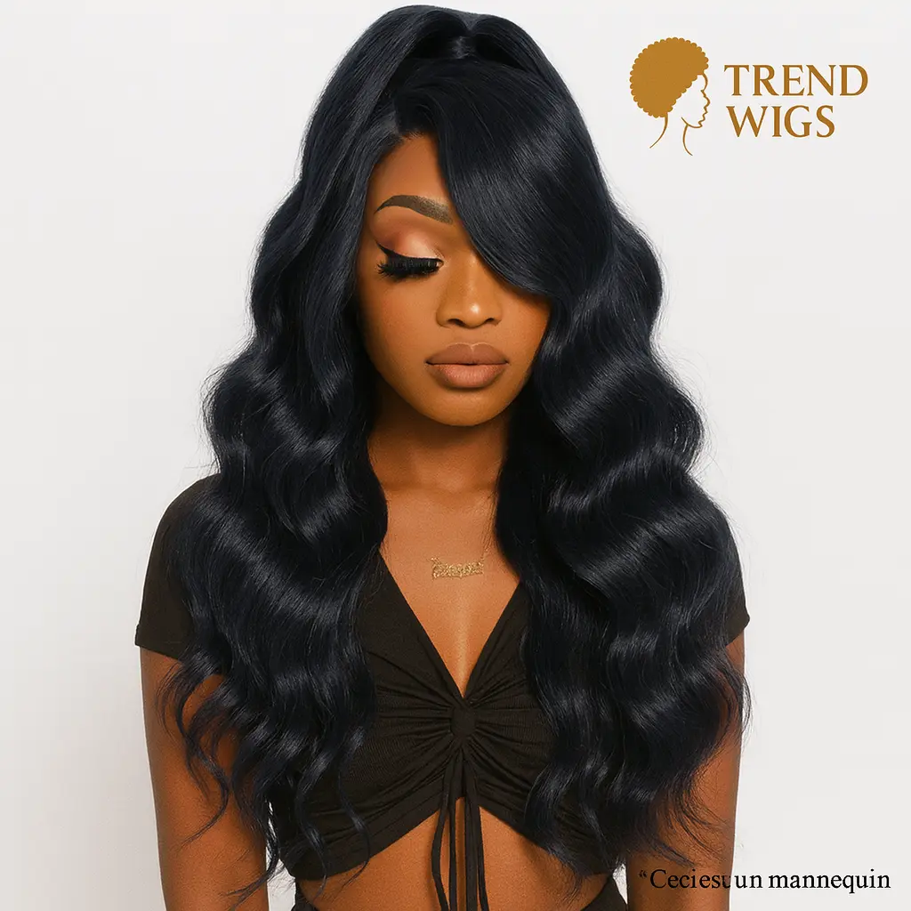 Midnight Blue Body Wave Wig Glueless Remy Hair HD Transparent | Perruque Bleu Nuit Ondulée Sans Colle Trend Wigs