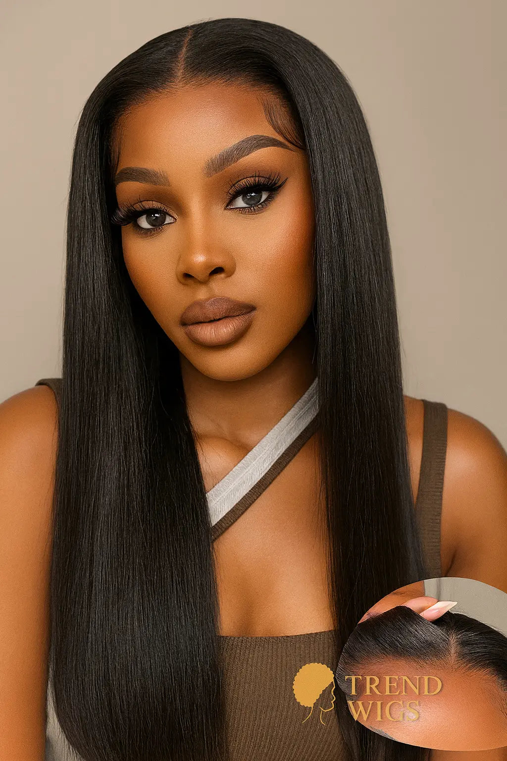 Perruque femme lisse sans colle en cheveux humains naturels 180 % – Lace Front transparente Trend Wigs