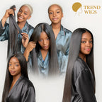 Perruque femme lisse sans colle en cheveux humains naturels 180 % – Lace Front transparente Trend Wigs