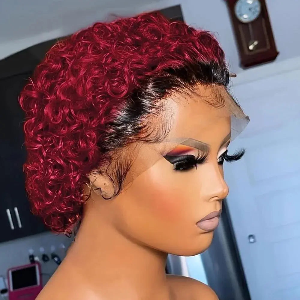 Pixie Curls 100% Human Hair 13x4 Lace Frontal Wigs Pixie Cut Short Bob Human Hair Wig Transparent Lace Front Human Hair Wig Trend Wigs
