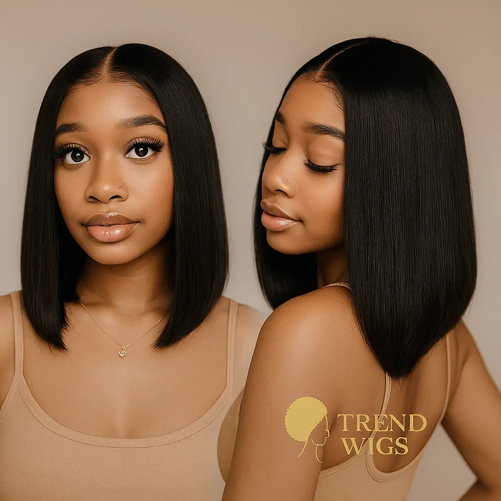 Short Straight Bob Wig Transparent Lace | Perruque Courte Lisse Cheveux Naturels Trend Wigs