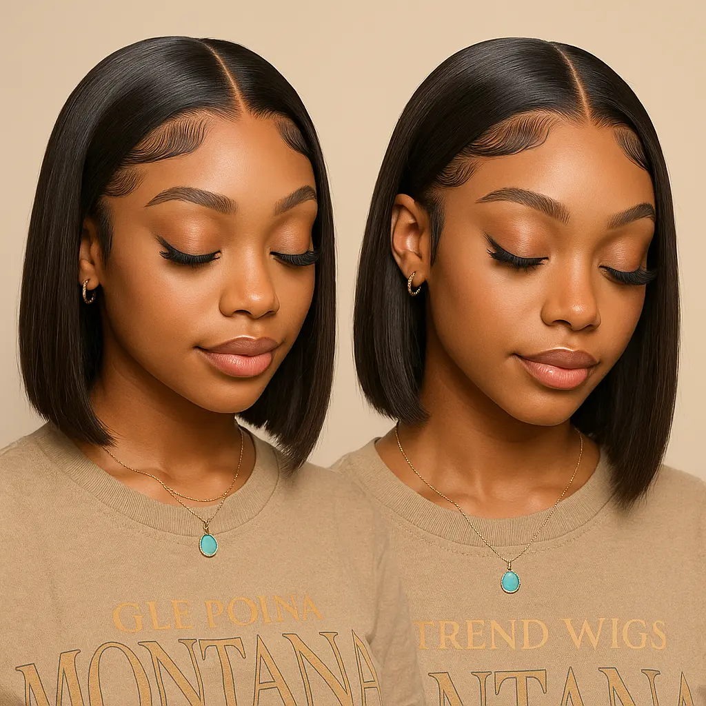 Short Straight Bob Wig Transparent Lace | Perruque Courte Lisse Cheveux Naturels Trend Wigs