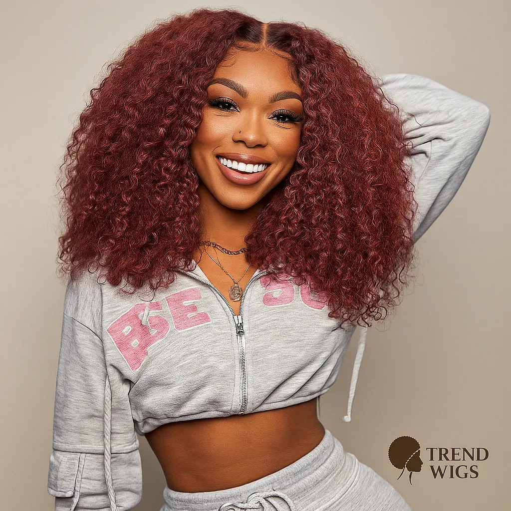 Wig Kinky Curly Reddish Brown | Perruque Bouclée Rouge Brun Cheveux naturelles Trend Wigs