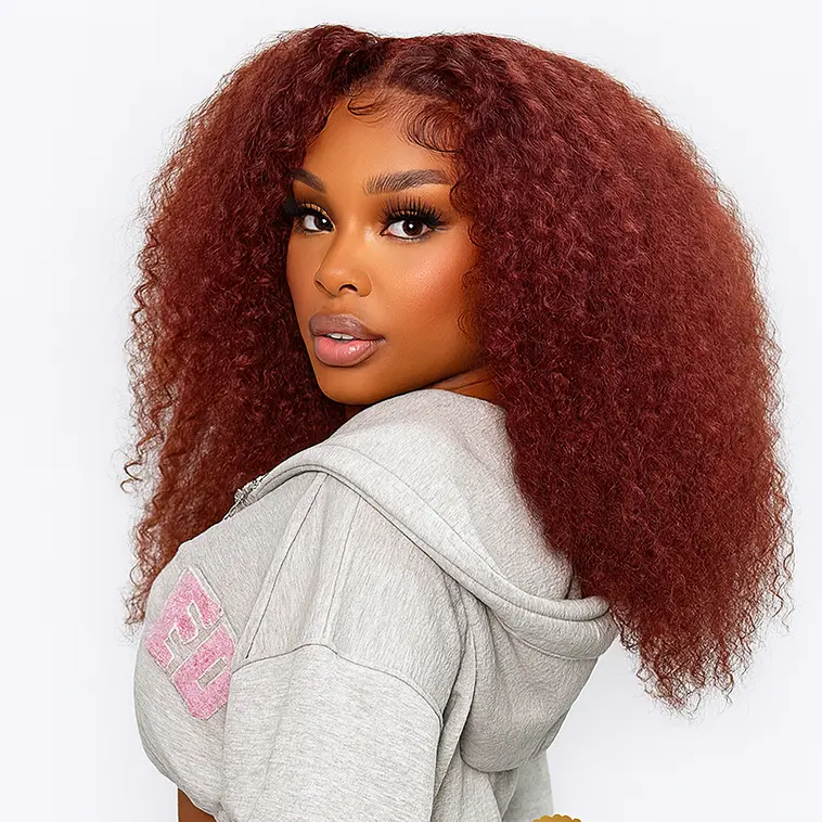 Wig Kinky Curly Reddish Brown | Perruque Bouclée Rouge Brun Cheveux naturelles Trend Wigs